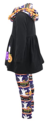 Image of Unique Baby Girls Kids Toddler 3pc Outfit Set Long Sleeve Cotton Blend Tunic Top Leggings and Scarf