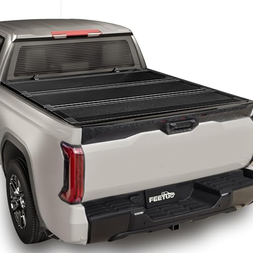 FeeTUO Flip-Up Tonneau Cover Compatible with 2022-2026 Tundra, 6.5ft (78.7") FRP Hard Folding Truck Bed Cover No-Drill 100% Bed Access