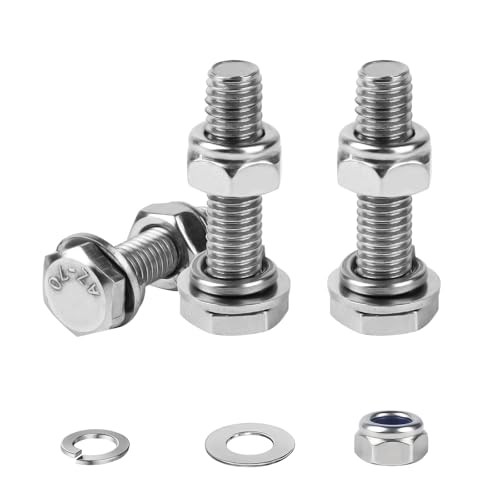 20 Pcs M6 Bolts and Nuts Assortment Kit M6x16mm Hex Head Screws 304 Stainless Steel Nuts and Bolts Set with Washers Kit Fully Threaded Hex Screws Bolt for Home Electronic Machine