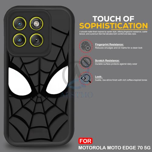 Image of AESTMO Back Case Cover for Moto Edge 70 5G Cover | Spidey Face Mask Design | Silicone Case | Full Body Protection | Camera Protection Back Cover for Moto Edge 70 5G (Black)