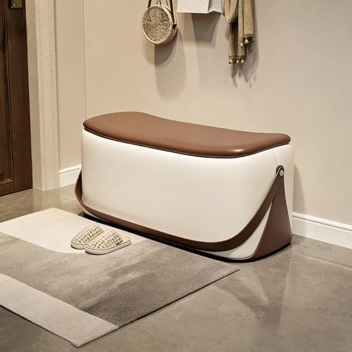 Banco otomano tapizado de almacenamiento, taburete largo reposapiés para entrada, dormitorio, sala de estar, baúl de almacenamiento para mantas