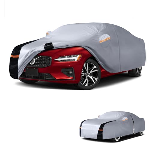 Image of Multi-Layer Car Cover Custom Fit for Volvo S60 (2000-2026), 100% Waterproof All Weather for Automobiles, Gift with Towel, Heavy Duty Car Covers for Rain Sun UV Protection with Door Zipper.