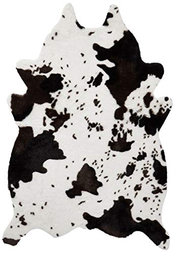 North End Decor Faux Cowhide Plush Area 24x36 Rug, White