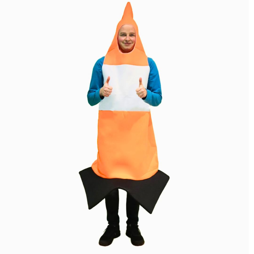 Traffic Cone Costume - Unisex Fancy Dress Party Costume for Adults, Hen and Stag Do Party Outfit, Silly Funny Novelty Orange and White Fancy Dress Road Cone, Halloween Costumes - 144 x 72cm