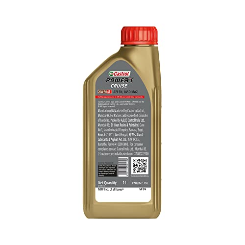 Image of Castrol POWER1 CRUISE 20W-50 4T Synthetic Engine Oil for Bikes 1L (Pack of 2)