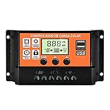 20A Solar Charge Controller, Solar Panel Charge Controller Intelligent Regulator with Dual USB Port...