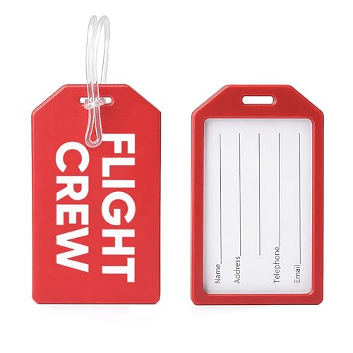 Image of 2 Pack - Heavy Duty Flight Crew Luggage Tags - Airline Crew Bag Tag for Flight Attendant Luggage and Carry On Rollerboards, Rigid Plastic with Loop Straps