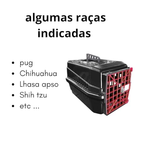 Caixa De Transporte N3 Cachorro Gato Capacidade 10kg Preto e Vermelho