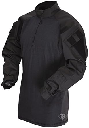 Tru-Spec Men's Regular T.R.U. 1/4 Zip Combat Shirt, Black/Black, Large