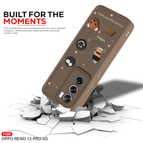 Image of AESTMO Back Case Cover for Oppo Reno 12 Pro 5G Cover | Cute Fun Cartoon 3D Ball | Coffee Silicone Case | Full Body Protection | Camera Protection Back Cover for Oppo Reno 12 Pro 5G (Brown)