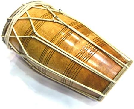 Indian Folk Musical Instrument Drum Tied Thru Rope Wooden Dholak With Gig Bag