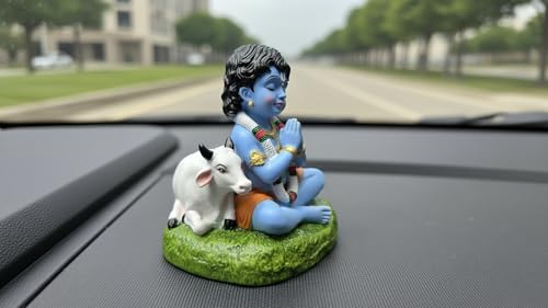 Image of Krishna Idol for Car Dashboard | Lord Krishna Murti |Krishna Statue Idol for Car, Office Desk, Pooja, Temple, Decoration,Festivals