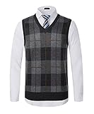 Eigenschaften: Herren Ärmellose Strickweste mit V-Ausschnitt, ärmellos und modische karierten Mustern, gerippten Saum, Herren Argyle Pullover Weste, Schlanke Passform, Kontrastfarbe, klassischen Stil, lässig gestrickte Pullover Westen.