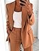 Blazer Pants Set for Women Business Casual Plus Size 2 Piece Outfits Fashion Long Sleeve Blazers Wide Leg Pants Sets Khaki