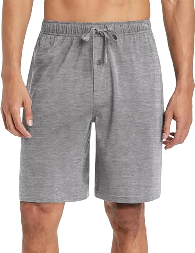 Image of Ekouaer Men's Pajama Shorts Soft Sleepwear Bottoms Elastic Waistband Loungewear Breathable Men Shorts with Pockets
