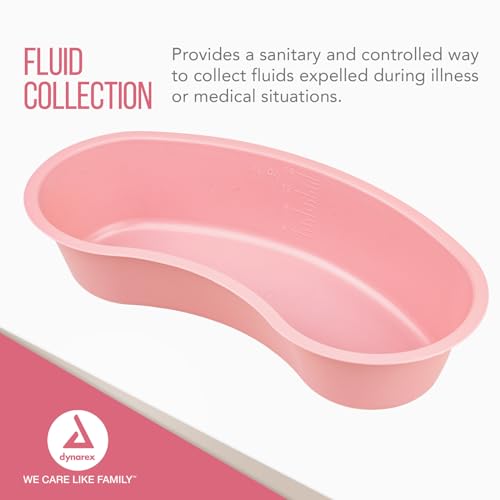 Image of Dynarex Bedside Plastic Graduated Emesis Basin - Measures and Collects Fluids - No DEHP Or Natural Rubber Latex - 9 inch, 500 cc Capacity, Case of 250