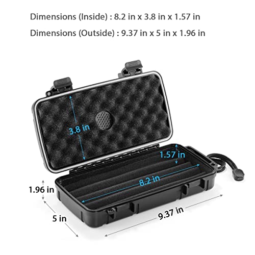 Travel Cigar Humidor Case with Humidifier Disc - Waterproof, Airtight, Durable and Crushproof - Holds up to 5 Cigars, Portable Cigar Box Gift for Men