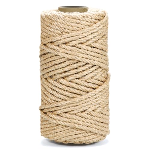 Twine String 5mm 164Feet,All-Purpose Natural Jute Twine Rope - Heavy Duty for DIY Crafts, Gardening, Bundling, Home Decor & Cat Scratching Posts | Eco-Friendly