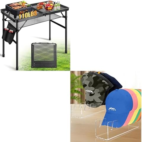 Ciavca Folding Grill Table & Hat Organizer for Baseball Caps Cover