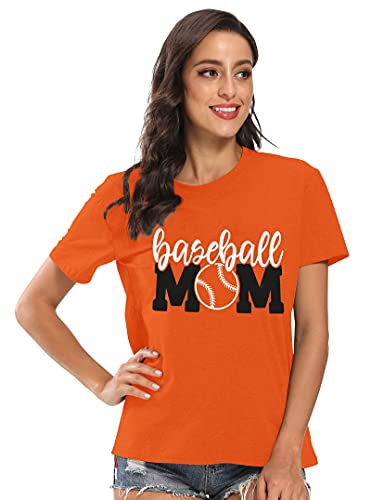 Baseball Mom Shirt Womens Mom Shirt Short Sleeve O-Neck Letter Print Casual Tops Tees2