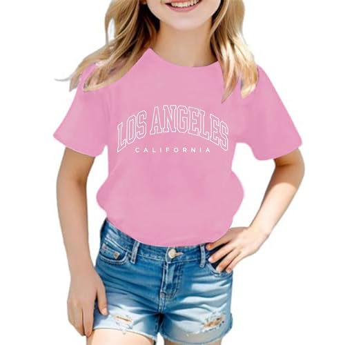 T Shirt for Teen Girls Fashion New York Letter Graphic Print Shirts Pullover Short Sleeve Cute Y2K Shirt Kids Tops
