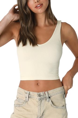 NIKIBIKI Women Seamless Reversible Ribbed Crop Top, Made in U.S.A, One Size