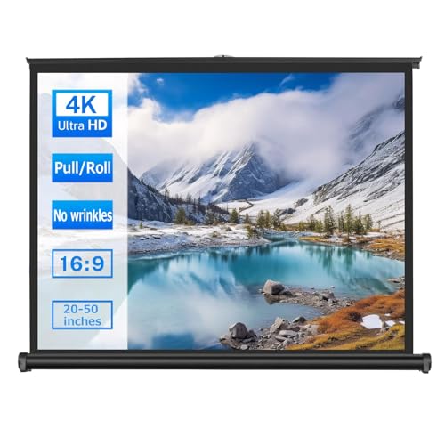 Pull-up Pantalla De Proyección 20' 30' 40' 50', Para Camping Patio Cine En Casa Interior Exterior, Manual Plegable Portátil, Marco De Aluminio Duradero, Pantalla De Proyector En Suelo(16:9 20 inch)