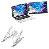 BoxWave Stand and Mount Compatible with Maxfree S1 (14 in) - QuickSwitch Stand with Cooling Fan, Portable, Multi Angle Viewing Ventilator - Metallic Silver