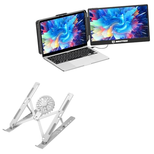 BoxWave Stand and Mount Compatible with Maxfree S1 (14 in) - QuickSwitch Stand with Cooling Fan, Portable, Multi Angle Viewing Ventilator - Metallic Silver