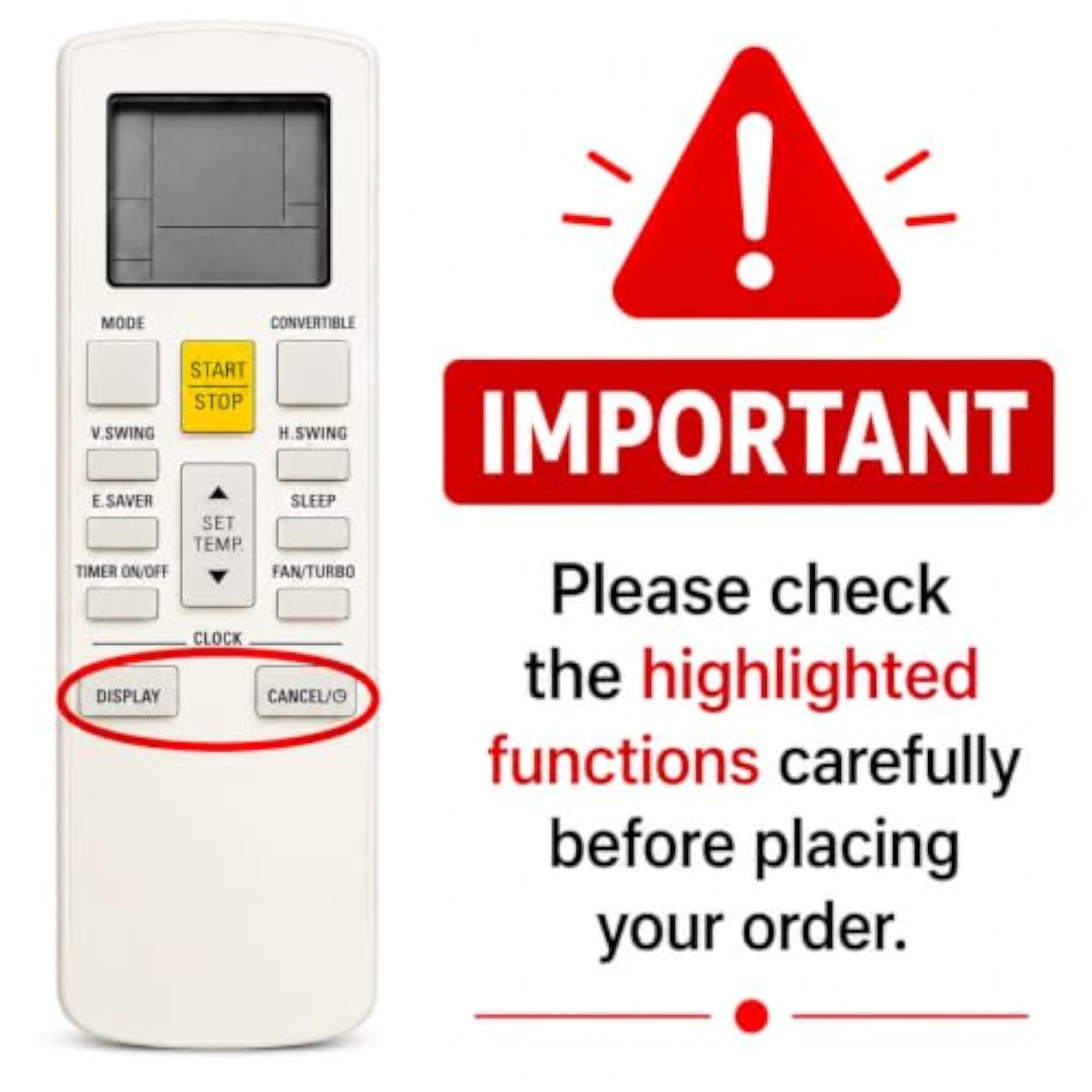AC Remote Control Compatible with Croma Air Conditioner