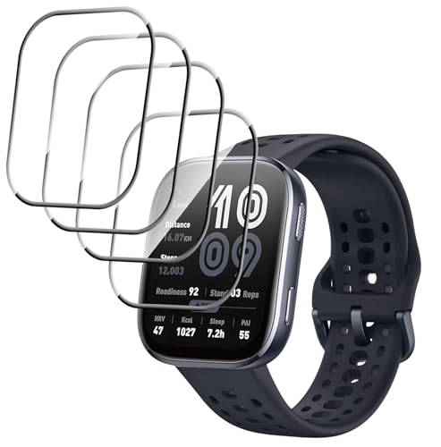 【4枚セット】対応 Amazfit Bip 6 スマートウォッチ フィルム 保護フィルム【JYJIEJIE】 PMMA素材採用 気泡防止 極薄 撥水撥油 飛散防止 高透過率 反射低減 耐指紋 指紋防止高感度 24時間自動修復技術 装着簡単