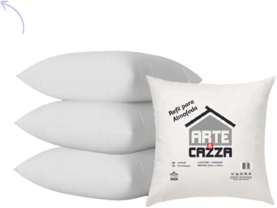 Kit 4 Refil Enchimento Almofada 50x50cm Fibra Siliconda Importada Macia Alta