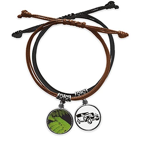 Bracelet en cuir minibus et cordon de qualité supérieure avec médaillon photo plante