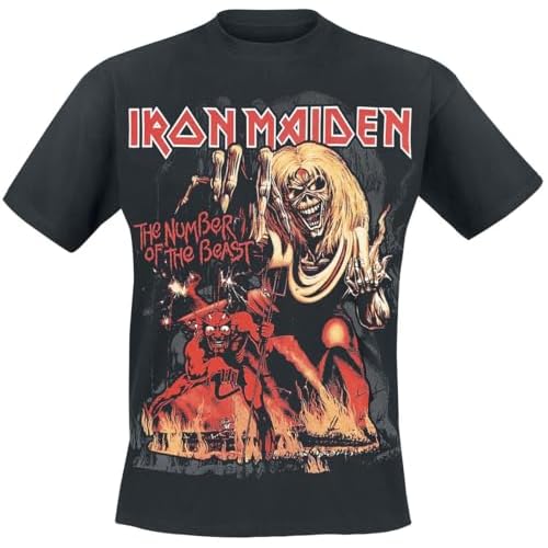 Iron Maiden Number of The Beast Graphic Unisex Camiseta Negro M 100% algodón Vorne Bedruckt Regular