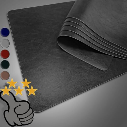 OPAPAL Placemat Set of 6, 43 x 30 Cm, Black, Double Side Leather, Heat-Resistant, Washable, Non-Slip