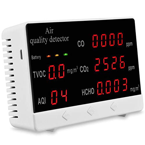 Luftqualität Monitor Messgerät Air Quality Detector, Kohlendioxid Tester für Innenräume CO2 CO HCHO AQI TVOC Portable für Home Office und Verschiedene