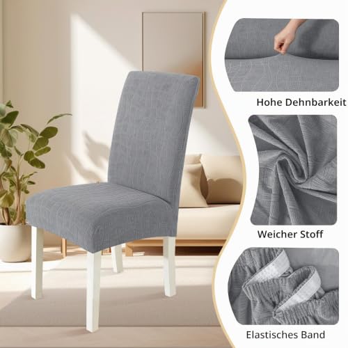 Ystyle Stretch Stuhlhussen 4er Set, Stuhlbezug Elastischer, Hellgrau – Ansicht 5