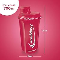 IronMaxx Eiweiß Shaker - 700ml Scarlet Red | Auslaufsicher, Spülmaschinengeeignet, BPA & DEHP-frei | Proteinshaker mit Drehverschluss, Sieb & Mess-Skala – Ansicht 3