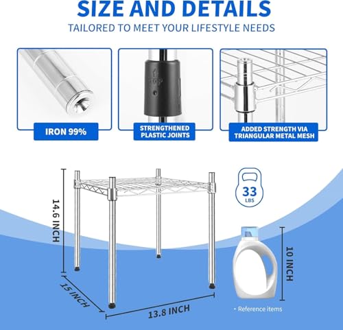 Image of Simple Deluxe 1-Tier Shelving Unit, 15 inch W x 15 inch D x 13.8 inch H Wire Metal Storage Rack, Chrome