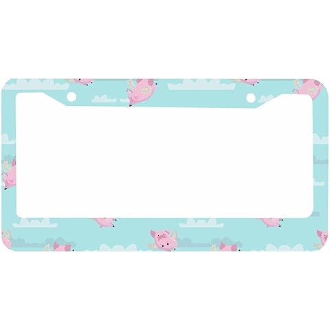 Decorative License Plate Frame Pigs Could Fly Flying Clouds Sky Car Tag Frame Alumi...