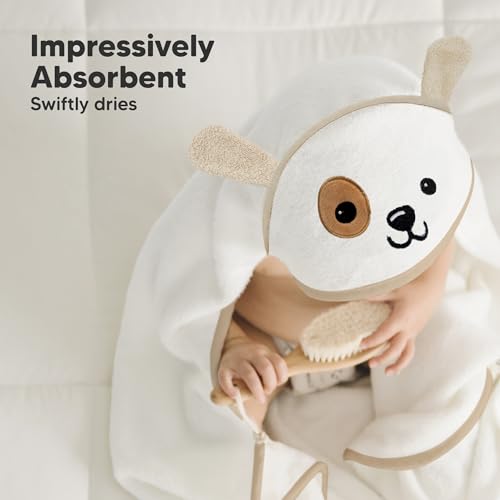 Image of KeaBabies Hooded Baby Towel for Newborn, Baby Bath Towels (Dog, 30x30) | Viscose Derived from Bamboo, Large Baby Towels with Hood, Boys, Girls, Toddler, Soft Absorbent Baby Bath Essentials