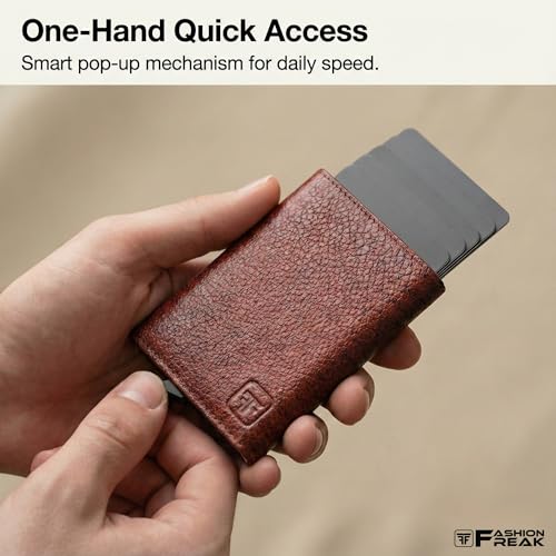 Image of FASHION FREAK Smart Wallet for Men - Slim Pop-Up Card Holder with Quick Access - Original Leather Wallet for Men