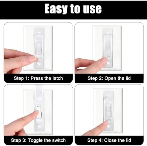 Penitue 10pcs Light Switch Protective Covers, Baby & Child Proof Transparent Light Switch Cover Guards for Protecting Lighting Fixtures from Being Accidentally Turned on or off - 4