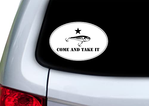 Image of Rogue River Tactical Funny Come and Take It Lure Fish Sticker Decal Fishing Bumper Sticker Fish Auto Decal Car Truck Boat RV Real Life Rod Tackle Box
