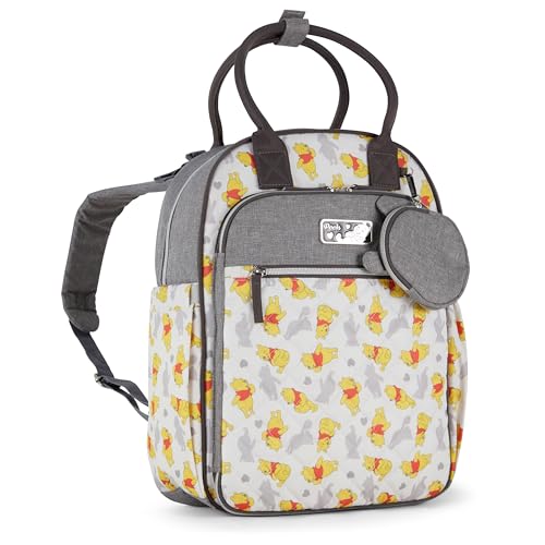Image of Disney Unisex Baby Travel Diaper Backpack| 16-Inches Height Multi-Functional Bag, Winnie The Pooh with Paci Holder, Extra Large