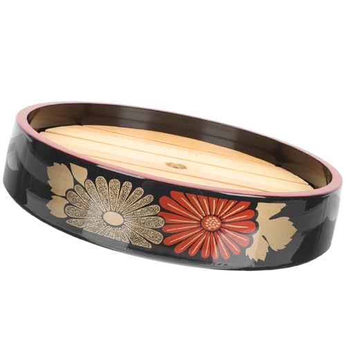 Bandeja para servir sushi 24.5 cm plástico y madera miniatura 1