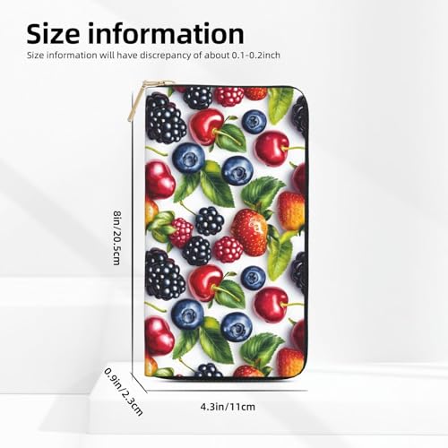 Strawberry Fruit Print Wallet Women, Leather Bifold Multi Card Wallet, Long Purse Women's Wallets2