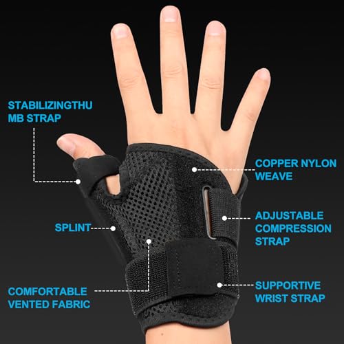 Image of Thumb Brace - Carpal Tunnel Wrist Brace for Men & Women, Thumb Spica Splint with Thumb Support for Arthritis, Tendonitis, De Quervain's & Sprains, Night Sleep Pain Relief Stabilizer for Left & Right Hand