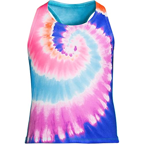 Lands' End G Tankini Swim Top Electric Blue Multi Tie Dye Kids 4