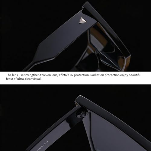 Lunettes de soleil oversize de luxe style vintage grande monture noire - 5
